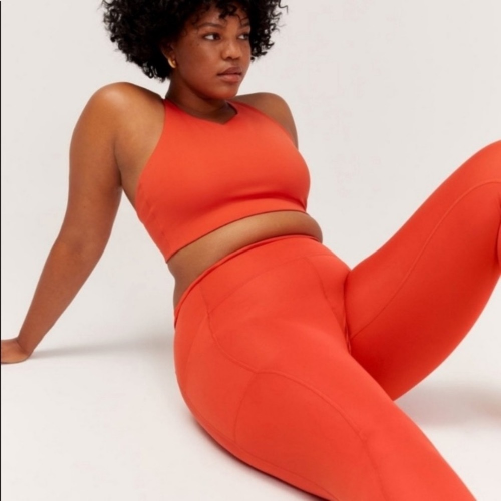 ❤️Outdoor Voices Red TechSweat Flex Set 7/8 Bra Tank Leggings pants yoga fitness - Picture 7 of 12